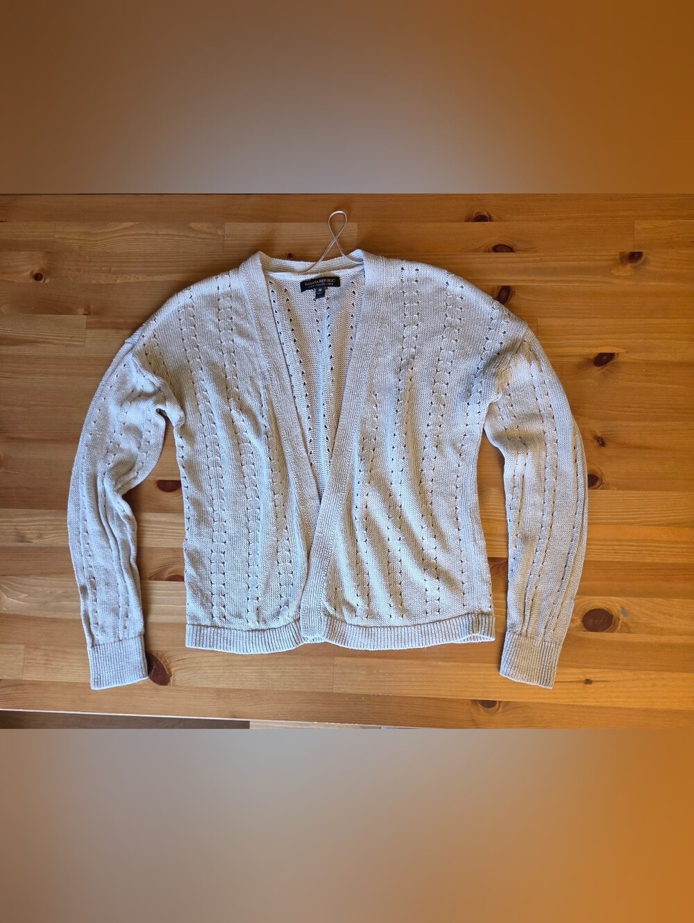 BANANA REPUBLIC Womens 100% Italian Linen Open Knit Cardigan Beige M Fits S/XS